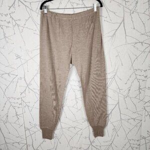 Snowflakes Beige 100% Wool  Knit Baselayer Longjohns